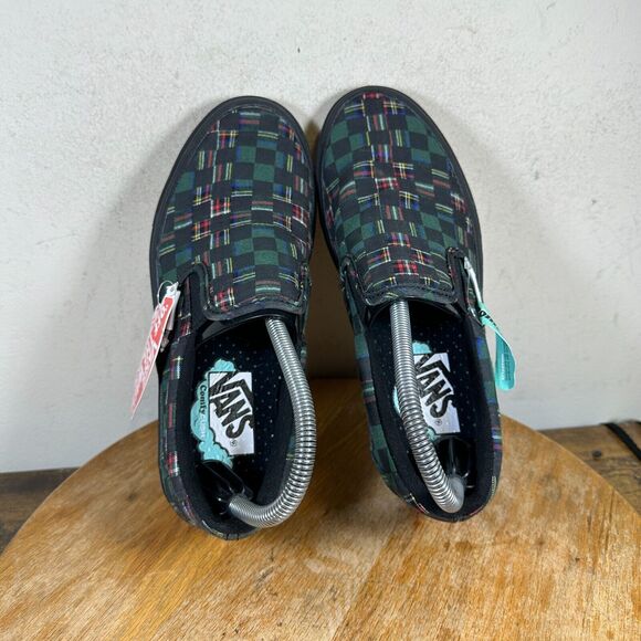 Vans Comfycush Slip On‎ Plaid Green Sneaker Shoes Women’s Size 7.5 - Picture 7 of 9